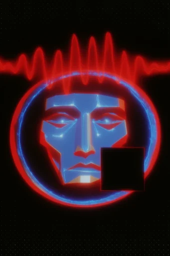 Analog CRT Glitchcore style reference image — retro-futuristic neon
