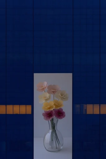 Luminous Urban Solitude style reference image — symmetrical grid composition