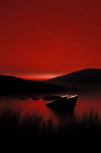 Graphic Crimson Minimalism style AI image example 2