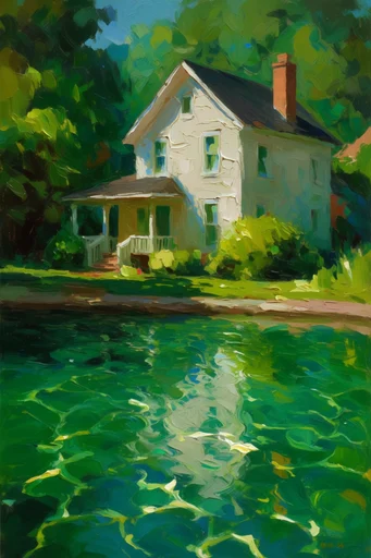 Luminous Impasto Waters style reference image — visible painterly brushstrokes