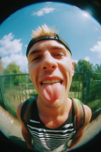 Vivid Fisheye Nostalgia style reference image — vivid color saturation
