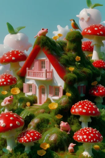 Surreal Glossy Botanical style reference image — whimsical fairy tale aesthetic