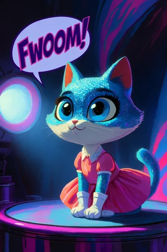 Luminous Nocturnal Storytelling style reference image — retro-futuristic charm