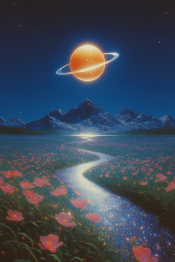 Luminous Retro Cosmic style reference image — vintage 70s sci-fi aesthetic