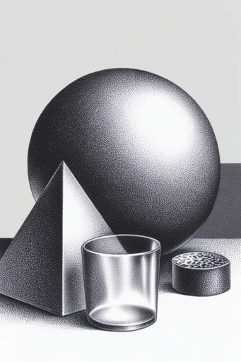 Graphic Halftone Brutalism style reference image — high contrast monochrome