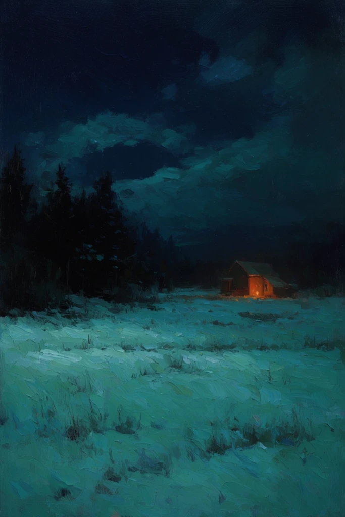 Nocturnal Impasto Tonalism style AI image example 2