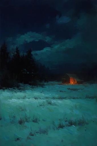 Nocturnal Impasto Tonalism style AI image example 2