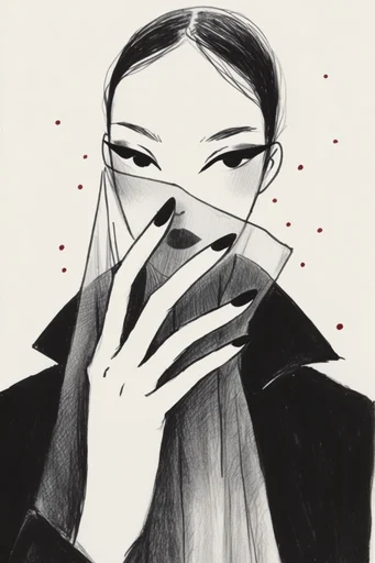 Graphic Noir Anime style reference image — fine-line hatching