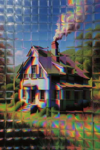 Fragmented Neon Surrealism style AI image example 4