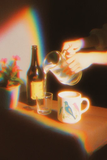 Prismatic Cosmic Noir style reference image — prismatic light flare