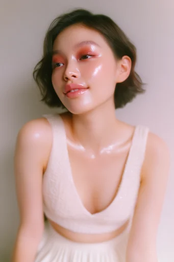 Hyper-Gloss Tactile Radiance style reference image — high-gloss wet-look skin