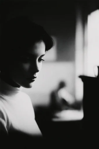 Stark Monochromatic Liminality style reference image — gritty film grain