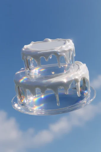 Ethereal Liquid Refraction style reference image — minimalist blue sky