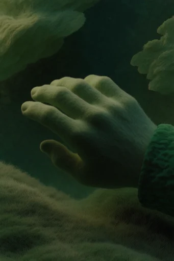 Velvety Verdant Surrealism style reference image — cinematic low-key lighting