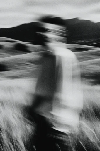 Ethereal Monochrome Motion style reference image — intentional motion blur