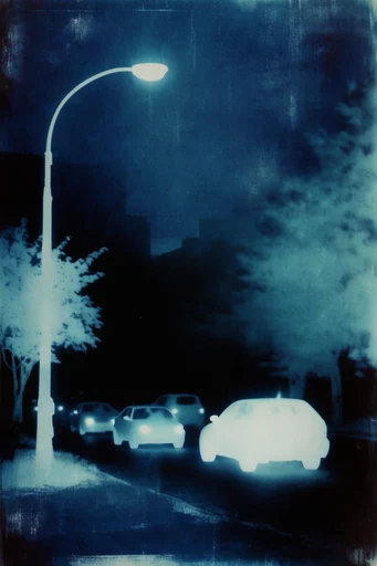 Luminescent Noir Nocturne style reference image — glowing white silhouette