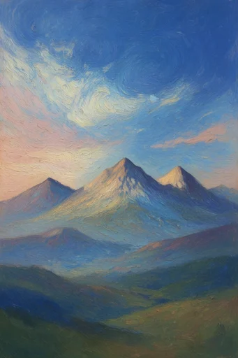 Atmospheric Swirling Impressionism style reference image — nocturnal teal and deep blue palette