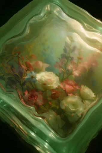 Refractive Emerald Surrealism style reference image — volumetric light rays