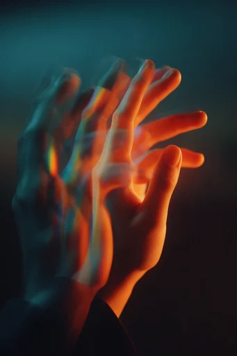 Kinetic Neon Nocturne style reference image — teal and amber lighting