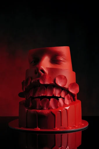 Avant-Garde Crimson Noir style reference image — surreal gothic elements