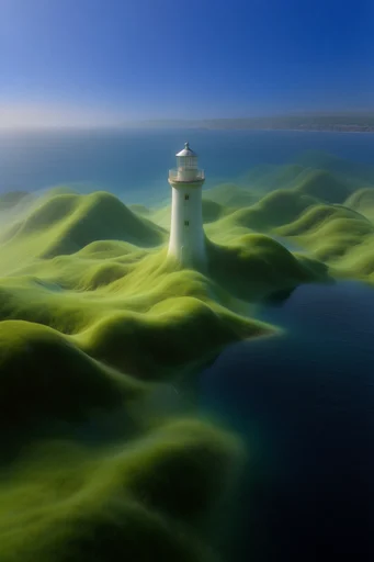 Surreal Verdant Topography style reference image — golden hour side-lighting
