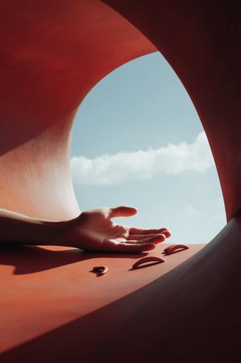 Surreal Terracotta Minimalism style reference image — geometric arches