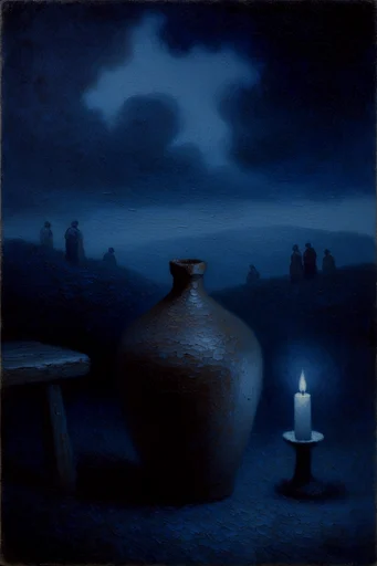 Nocturnal Cyanotype Dreamscape style reference image — tactile film grain