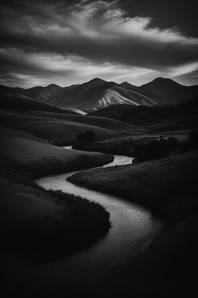 Intimate Chiaroscuro Noir style AI image example 2