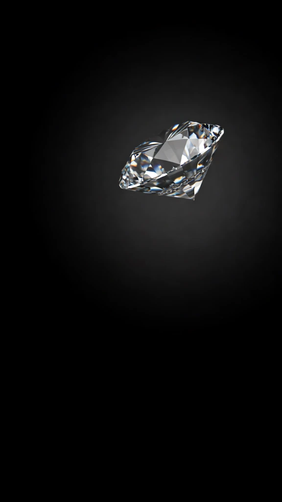 solitary cut diamond on black background, digital render, luxurious minimalist vibe
