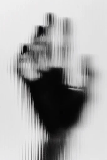Monochrome Glitch Noir style reference image — vertical motion blur