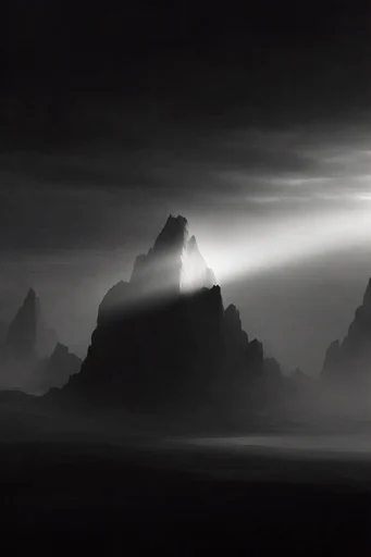 Monolithic Chiaroscuro Minimalism style reference image — dramatic chiaroscuro