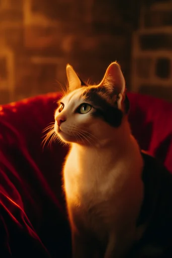 Opulent Crimson Chiaroscuro style reference image — dramatic warm rim light