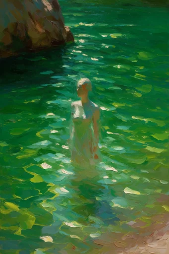Luminous Impasto Waters style reference image — swirling fluid texture