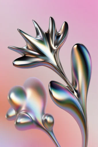 Iridescent Liquid Chrome style reference image — gradient background