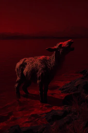 Crimson Surreal Minimalism style AI image example 3