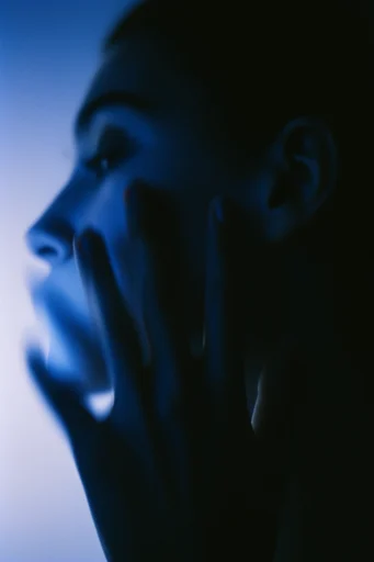 Ethereal Cobalt Noir style reference image — heavy film grain