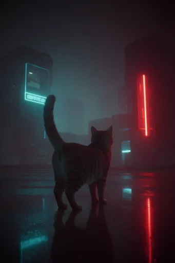 Cinematic Neon Noir style reference image — monolithic architecture