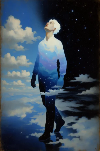 Celestial Dualistic Surrealism moodboard — generate AI images in this style