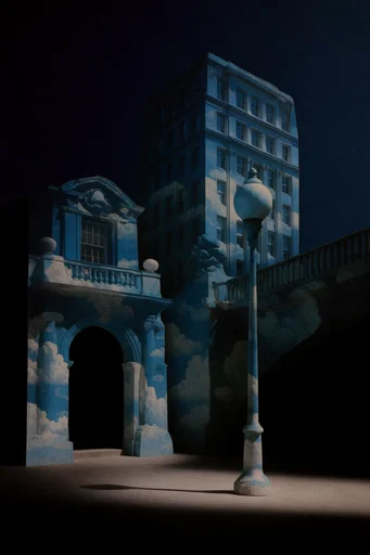 Celestial Surrealist Chiaroscuro style reference image — magical realism