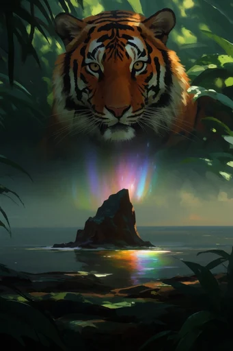 Chiaroscuro Jungle Noir style reference image — dappled light