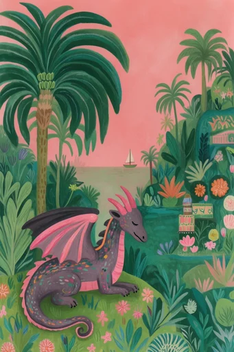 Whimsical Mediterranean Folk Narrative style reference image — risograph and marker texture