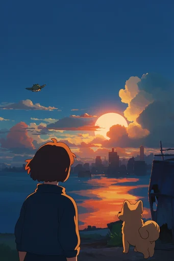 Nostalgic Cinematic Anime style AI image example 2