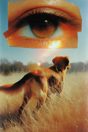 Surreal Retro-Cosmic Collage style reference image — vintage editorial art