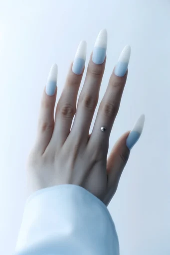 Clinical Ethereal Minimalism style reference image — icy blue and white palette