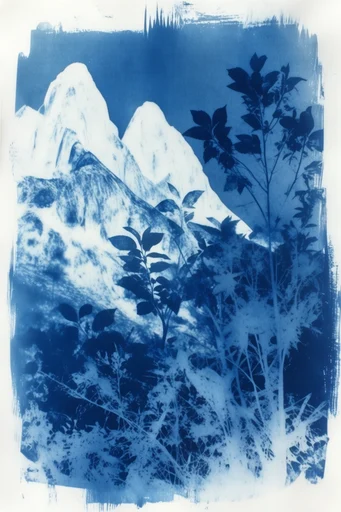 Ethereal Cyanotype Botanical style reference image — cyanotype print