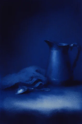 Ethereal Nocturnal Solitude style reference image — monochromatic midnight blue