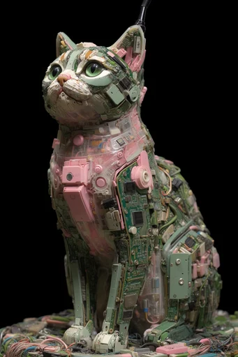 Translucent Bio-Cyber Assemblage style reference image — intricate fiber optic wiring