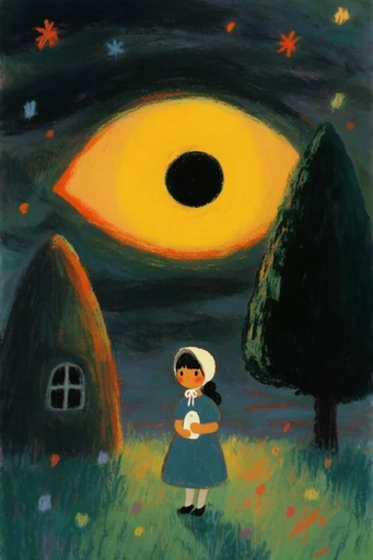 Luminous Cosmic Folklore style reference image — nocturnal atmosphere