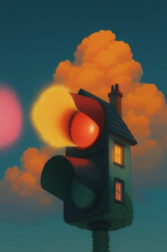 Luminous Twilight Storybook style reference image — glowing amber light