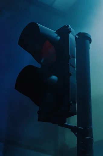 Cinematic Cyan Noir style reference image — volumetric backlighting